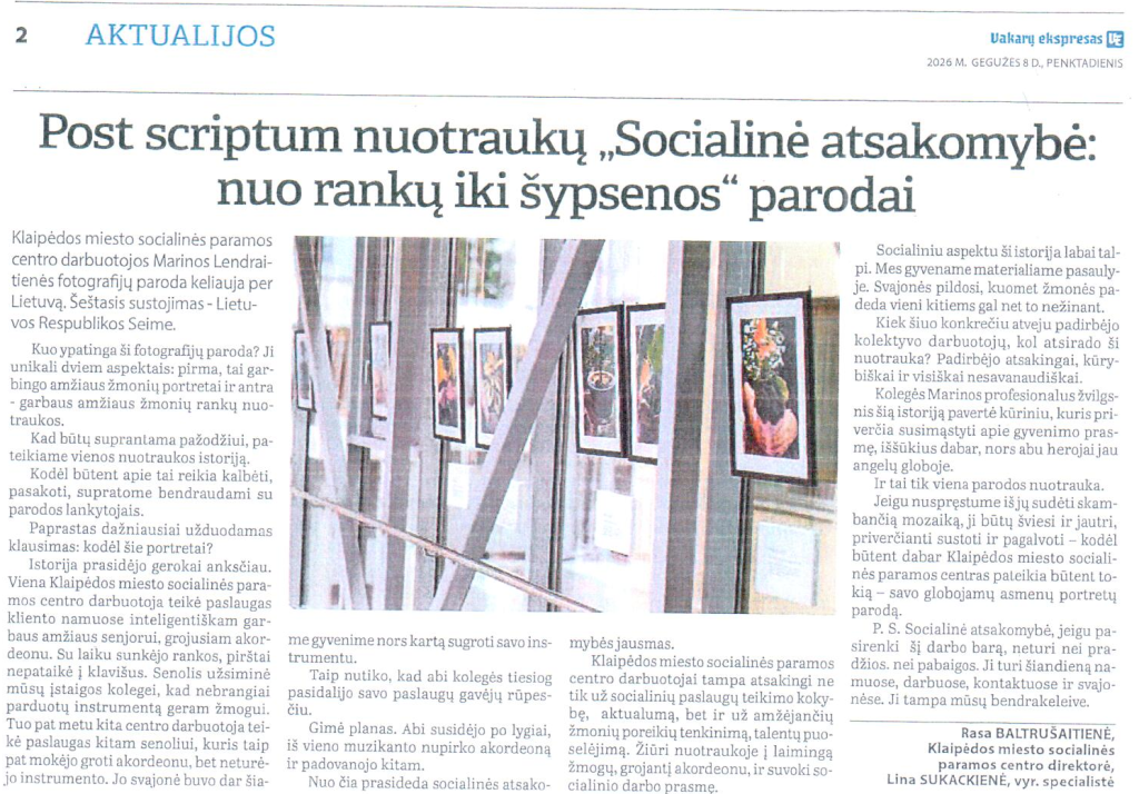„Socialinė atsakomybė “ nuo rankų iki šypsenos“ parodai